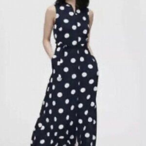 Banana Republic Navy and White Polka Dot Maxi Dress